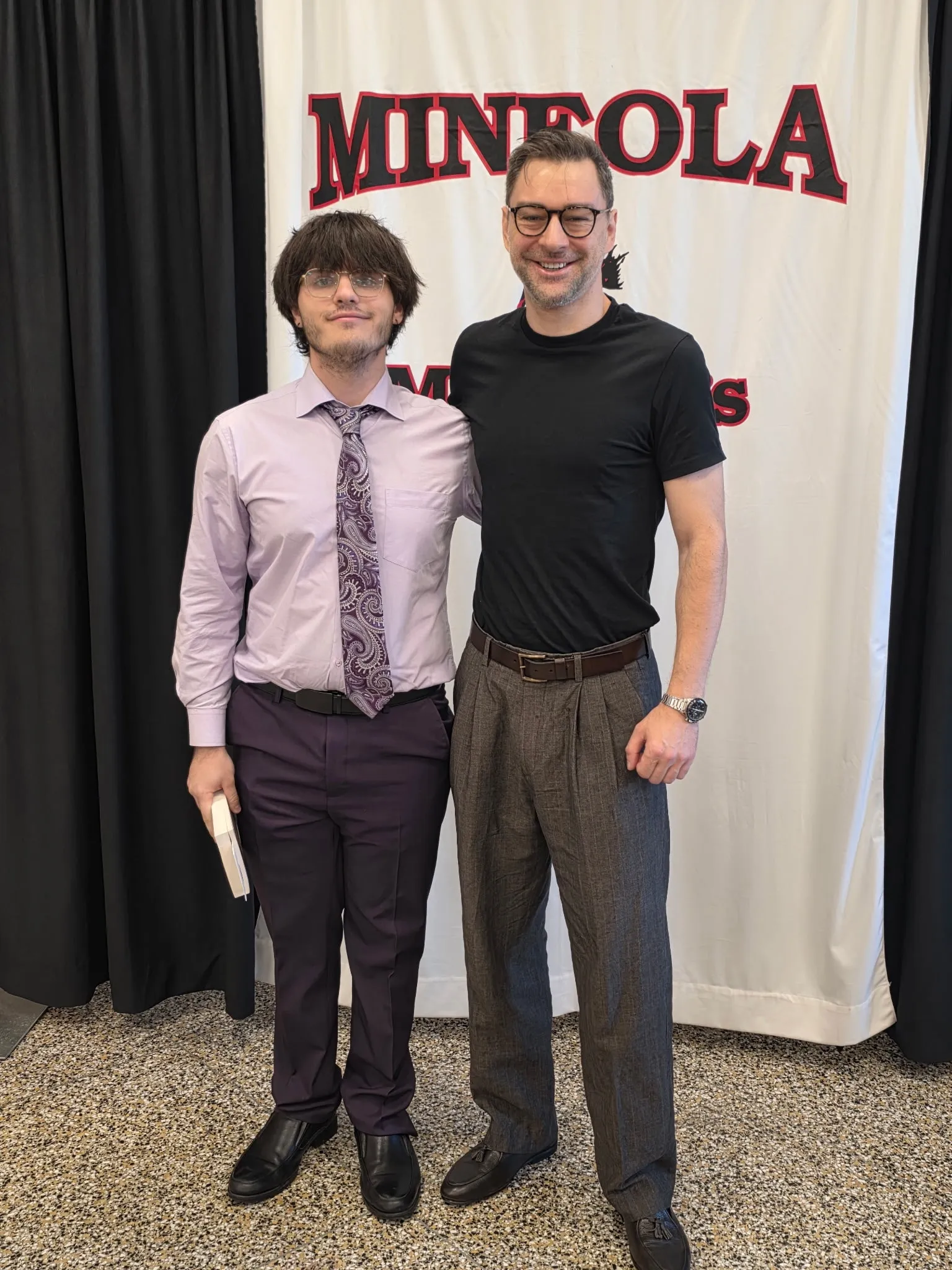 Richard Davidson and Dan Guido at the Mineola High School senior awards ceremony